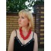 Wooden Necklace "Flowers" red